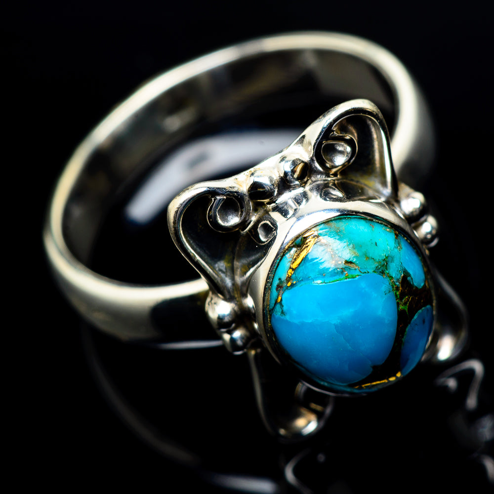 Blue Copper Composite Turquoise Rings handcrafted by Ana Silver Co - RING23799