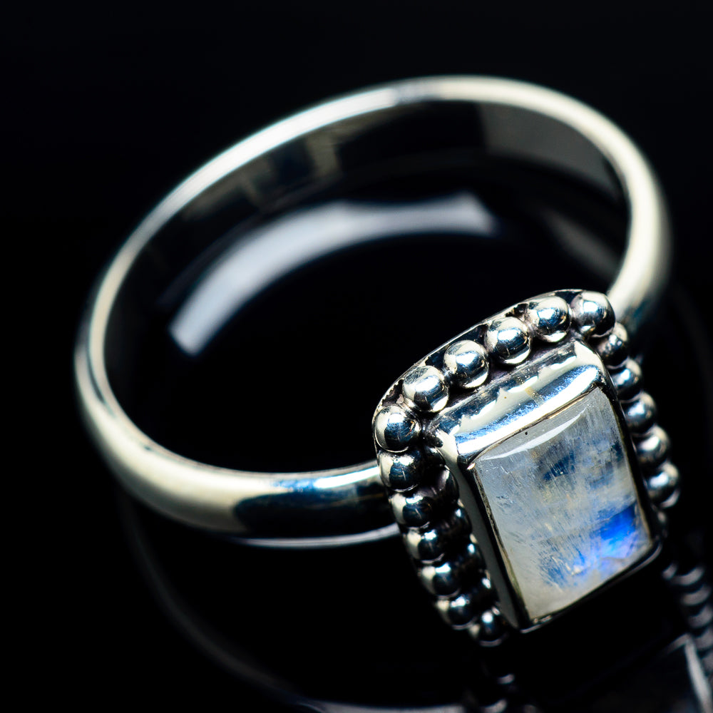 Rainbow Moonstone Rings handcrafted by Ana Silver Co - RING24178