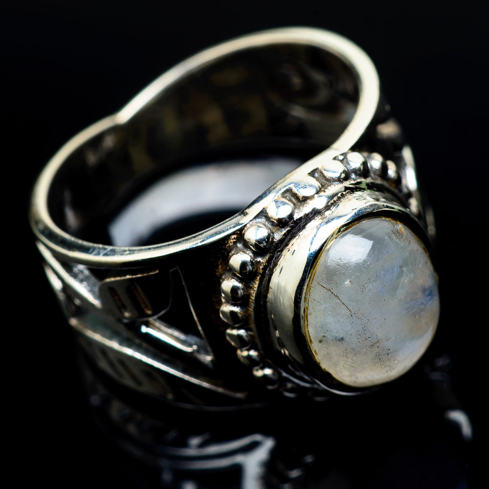 Rainbow Moonstone Rings handcrafted by Ana Silver Co - RING24475