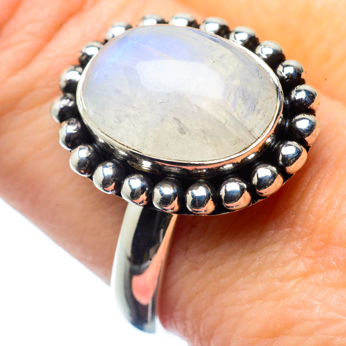Rainbow Moonstone Rings handcrafted by Ana Silver Co - RING26029