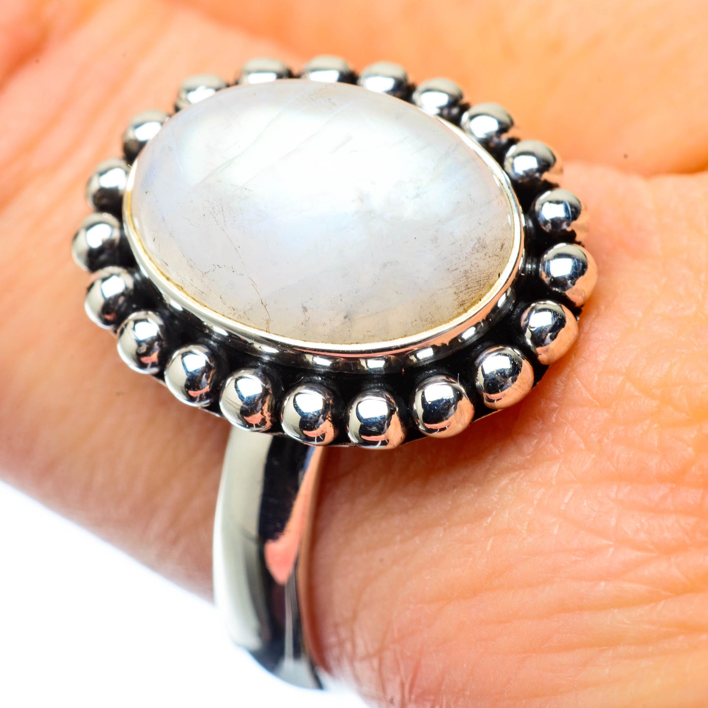 Rainbow Moonstone Rings handcrafted by Ana Silver Co - RING27157