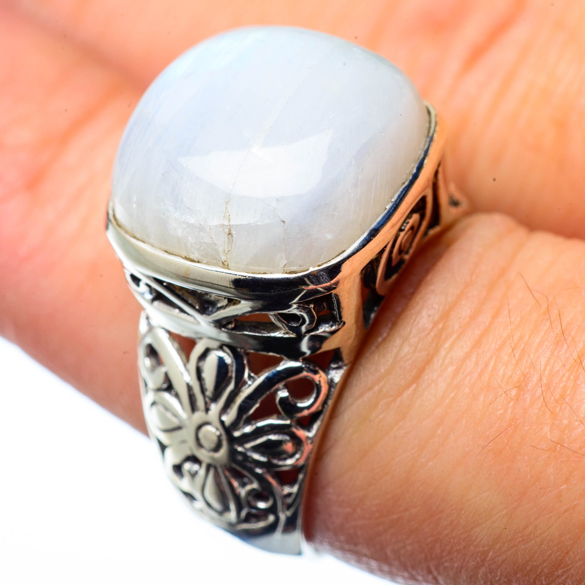 Rainbow Moonstone Rings handcrafted by Ana Silver Co - RING27672