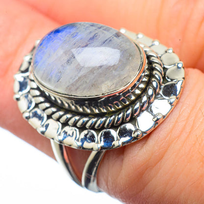 Rainbow Moonstone Rings handcrafted by Ana Silver Co - RING28594