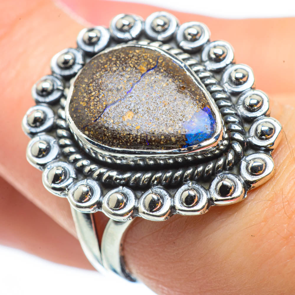 Boulder Opal Rings handcrafted by Ana Silver Co - RING29664