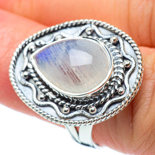 Rainbow Moonstone Rings handcrafted by Ana Silver Co - RING30482
