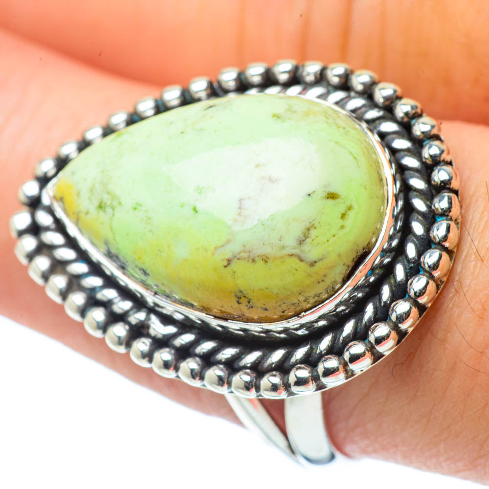Lemon Chrysoprase Rings handcrafted by Ana Silver Co - RING30663