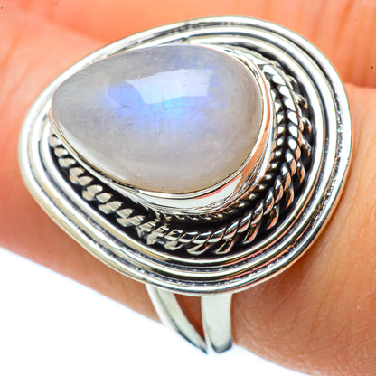 Rainbow Moonstone Rings handcrafted by Ana Silver Co - RING32869