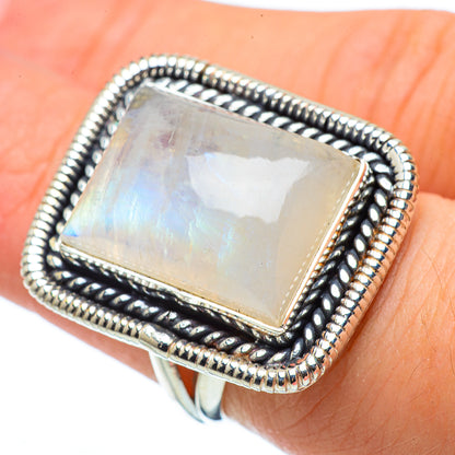 Rainbow Moonstone Rings handcrafted by Ana Silver Co - RING33250