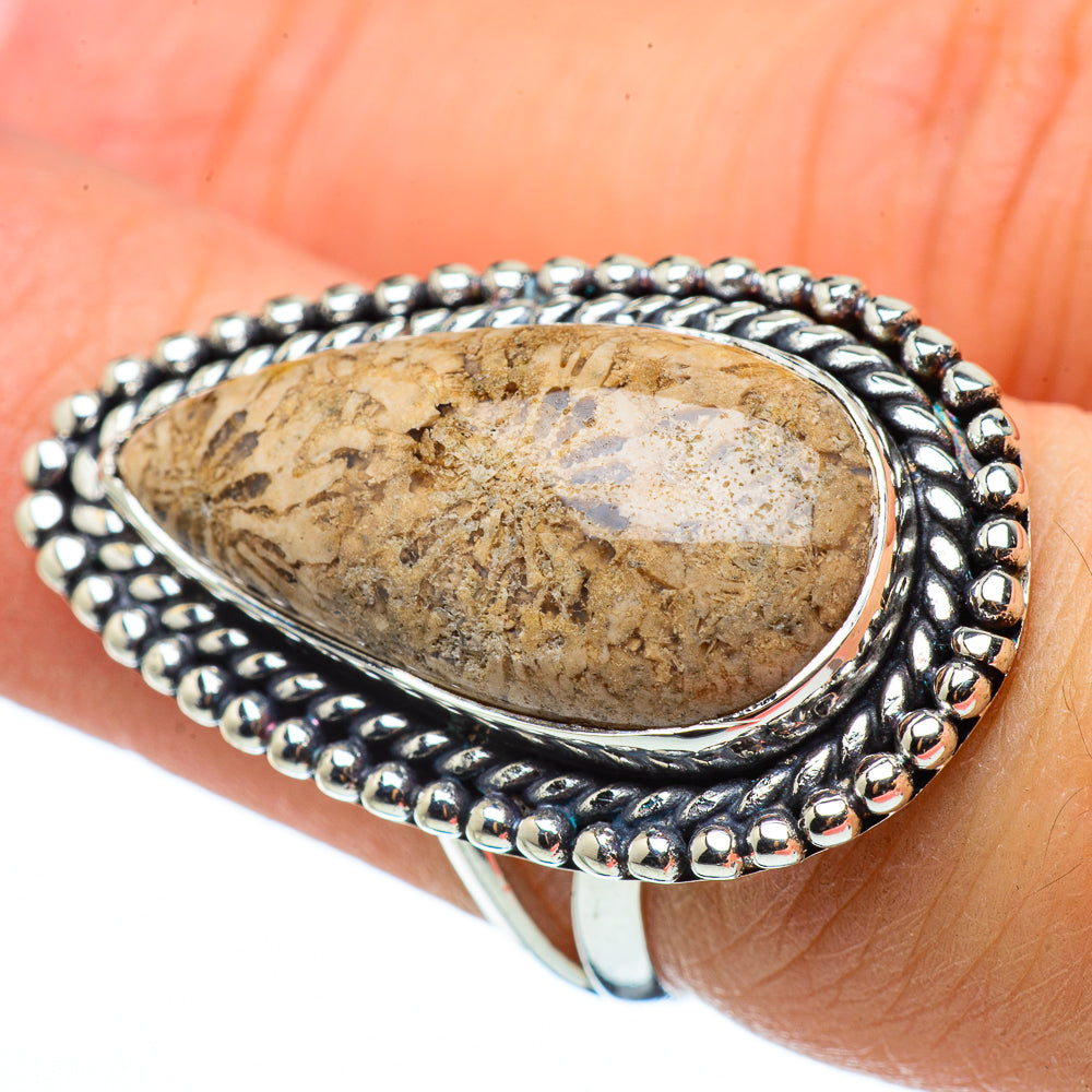 Fossil Coral Rings handcrafted by Ana Silver Co - RING33406