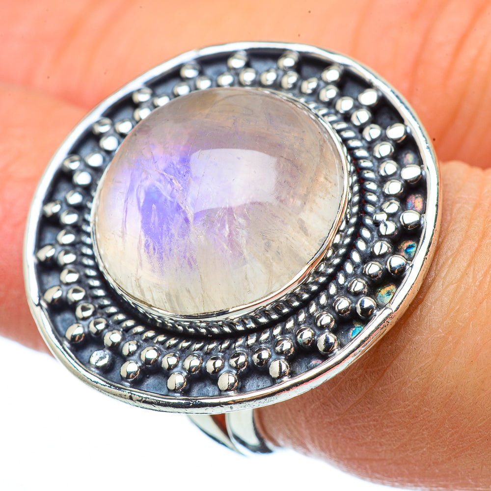 Rainbow Moonstone Rings handcrafted by Ana Silver Co - RING33420