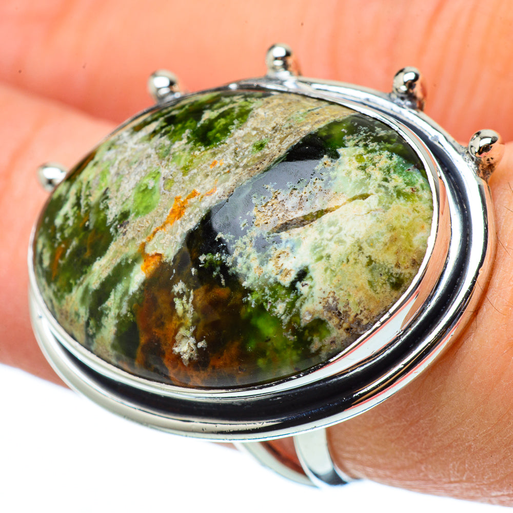 Australian Green Opal Rings handcrafted by Ana Silver Co - RING33578
