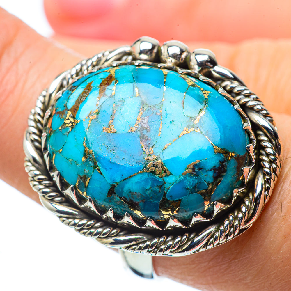 Blue Copper Composite Turquoise Rings handcrafted by Ana Silver Co - RING33964