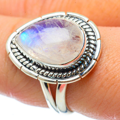 Rainbow Moonstone Rings handcrafted by Ana Silver Co - RING34740