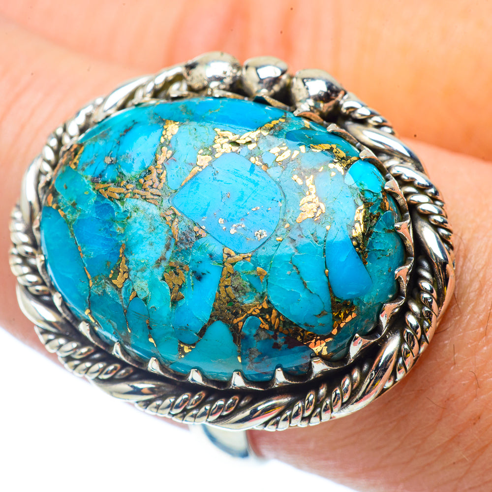 Blue Copper Composite Turquoise Rings handcrafted by Ana Silver Co - RING34866