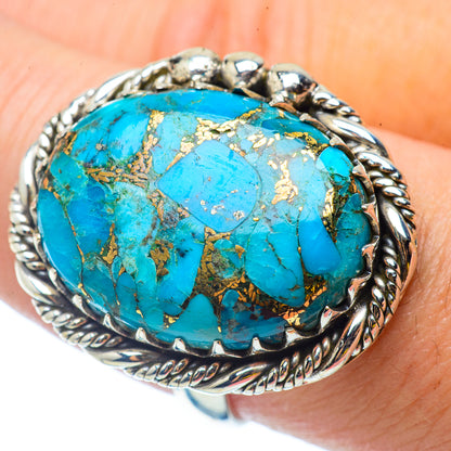 Blue Copper Composite Turquoise Rings handcrafted by Ana Silver Co - RING34866