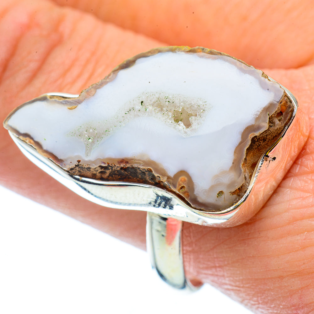 White Geode Slice Rings handcrafted by Ana Silver Co - RING34898