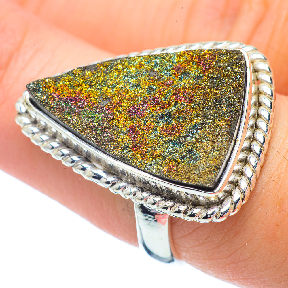 Spectro Pyrite Druzy Rings handcrafted by Ana Silver Co - RING34930