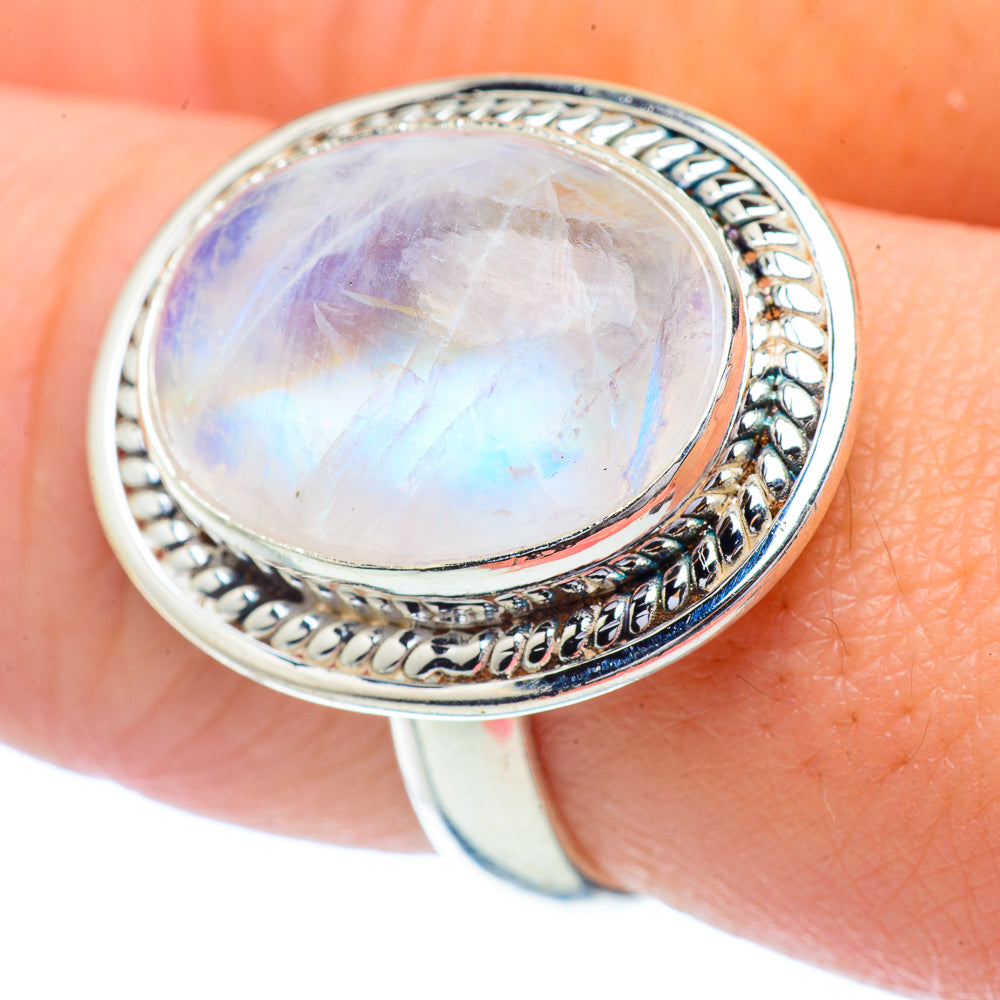 Rainbow Moonstone Rings handcrafted by Ana Silver Co - RING34975