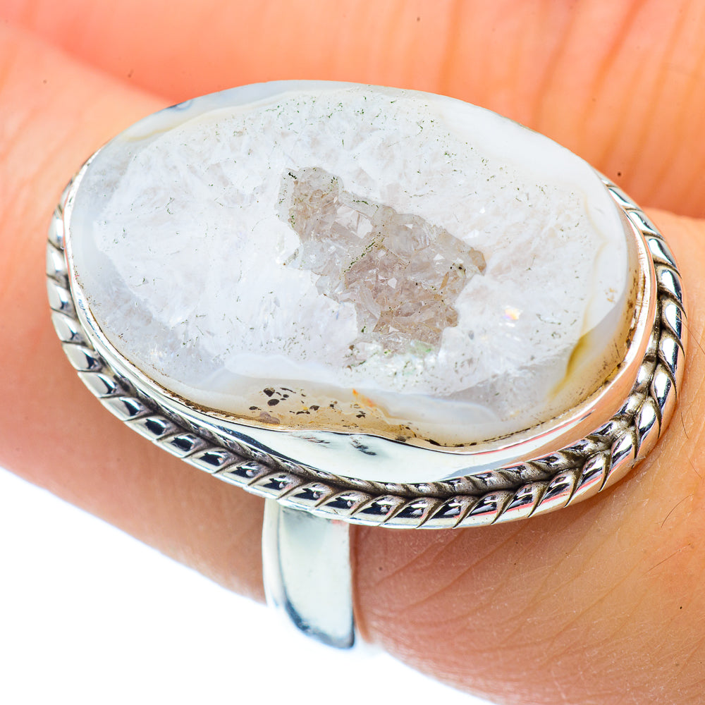 White Geode Rings handcrafted by Ana Silver Co - RING35015