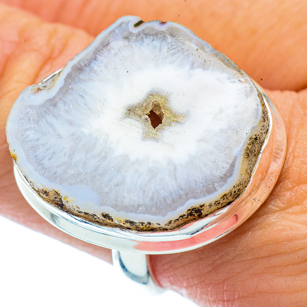White Geode Slice Rings handcrafted by Ana Silver Co - RING36498