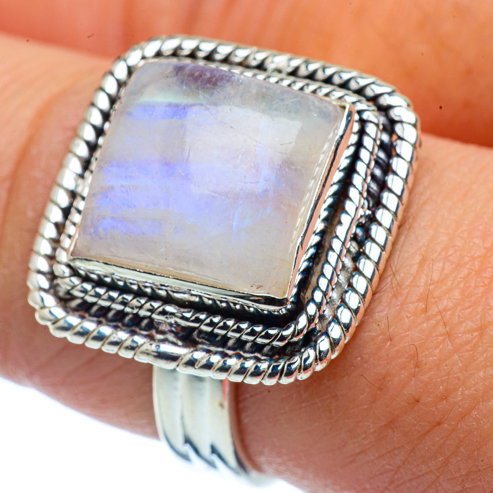 Rainbow Moonstone Rings handcrafted by Ana Silver Co - RING37422