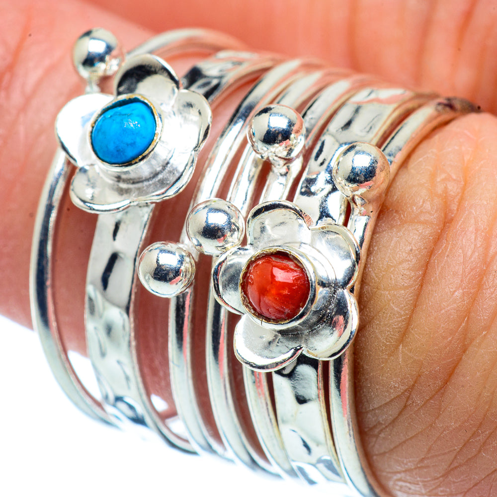 Red Coral Rings handcrafted by Ana Silver Co - RING37427