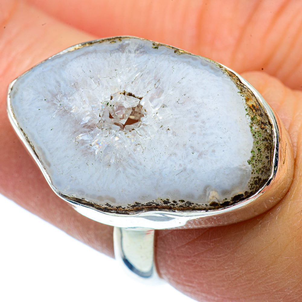 White Geode Slice Rings handcrafted by Ana Silver Co - RING37466