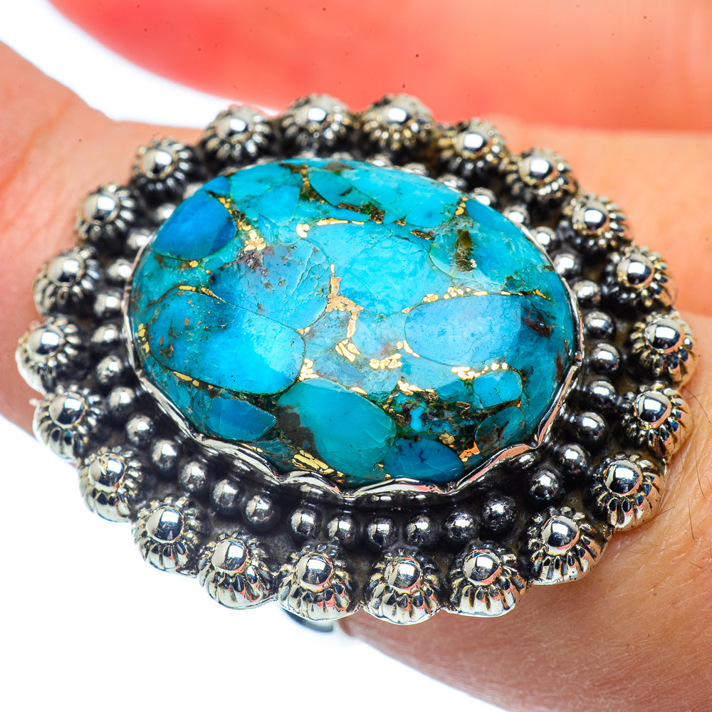 Blue Copper Composite Turquoise Rings handcrafted by Ana Silver Co - RING38084