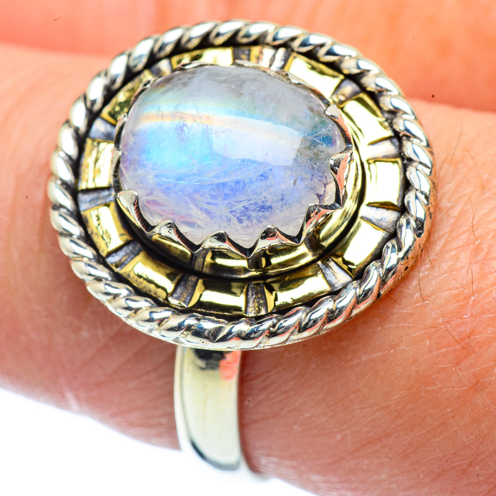 Rainbow Moonstone Rings handcrafted by Ana Silver Co - RING38267