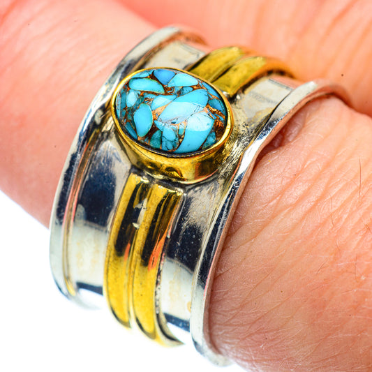 Blue Copper Composite Turquoise Rings handcrafted by Ana Silver Co - RING38390