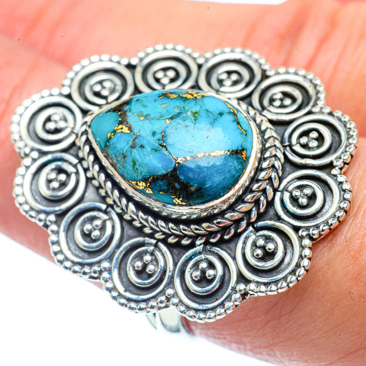 Blue Copper Composite Turquoise Rings handcrafted by Ana Silver Co - RING38768