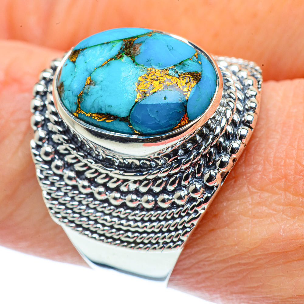Blue Copper Composite Turquoise Rings handcrafted by Ana Silver Co - RING38946
