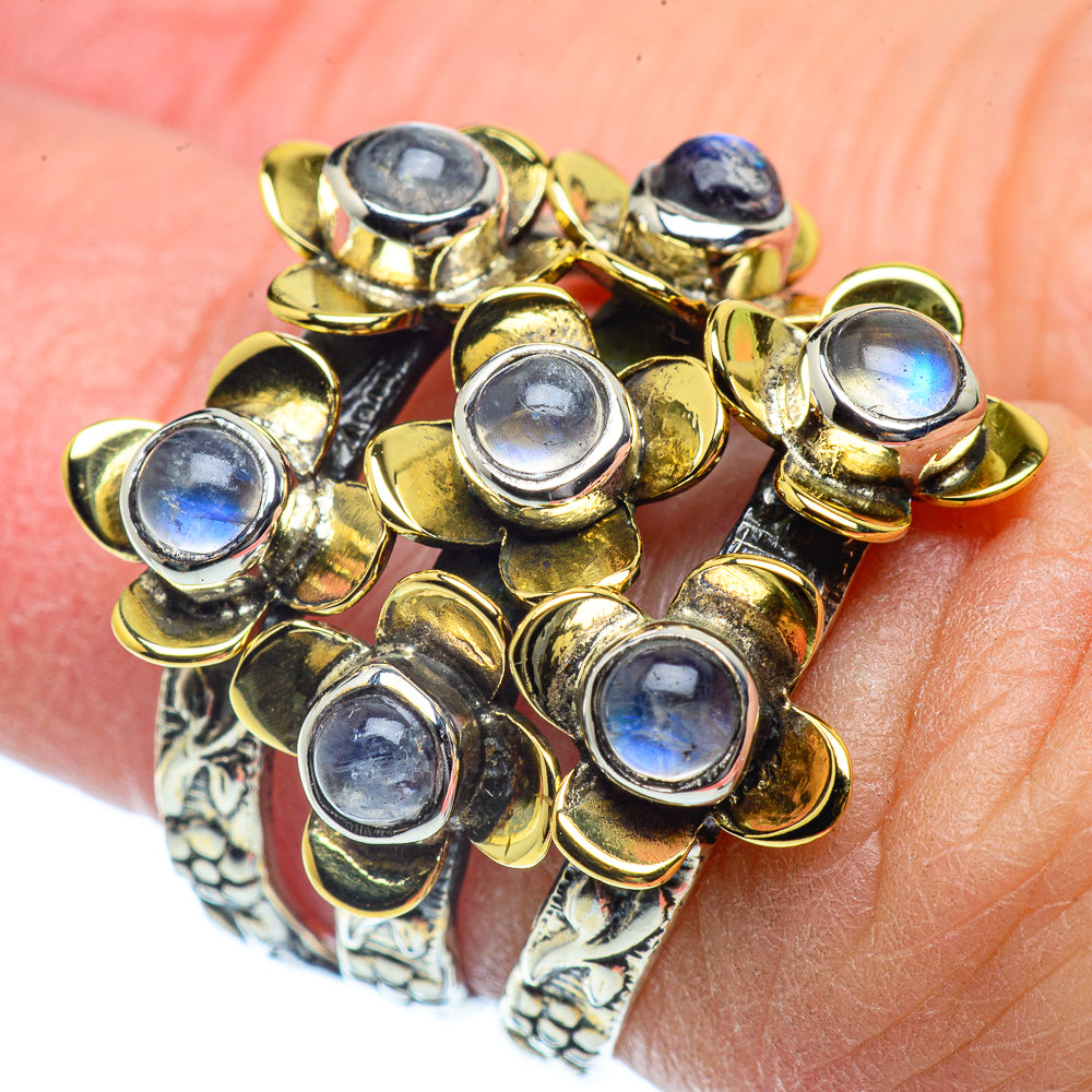 Rainbow Moonstone Rings handcrafted by Ana Silver Co - RING39008