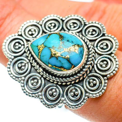 Blue Copper Composite Turquoise Rings handcrafted by Ana Silver Co - RING39570