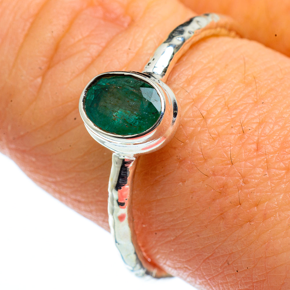 Zambian Emerald Rings handcrafted by Ana Silver Co - RING40420