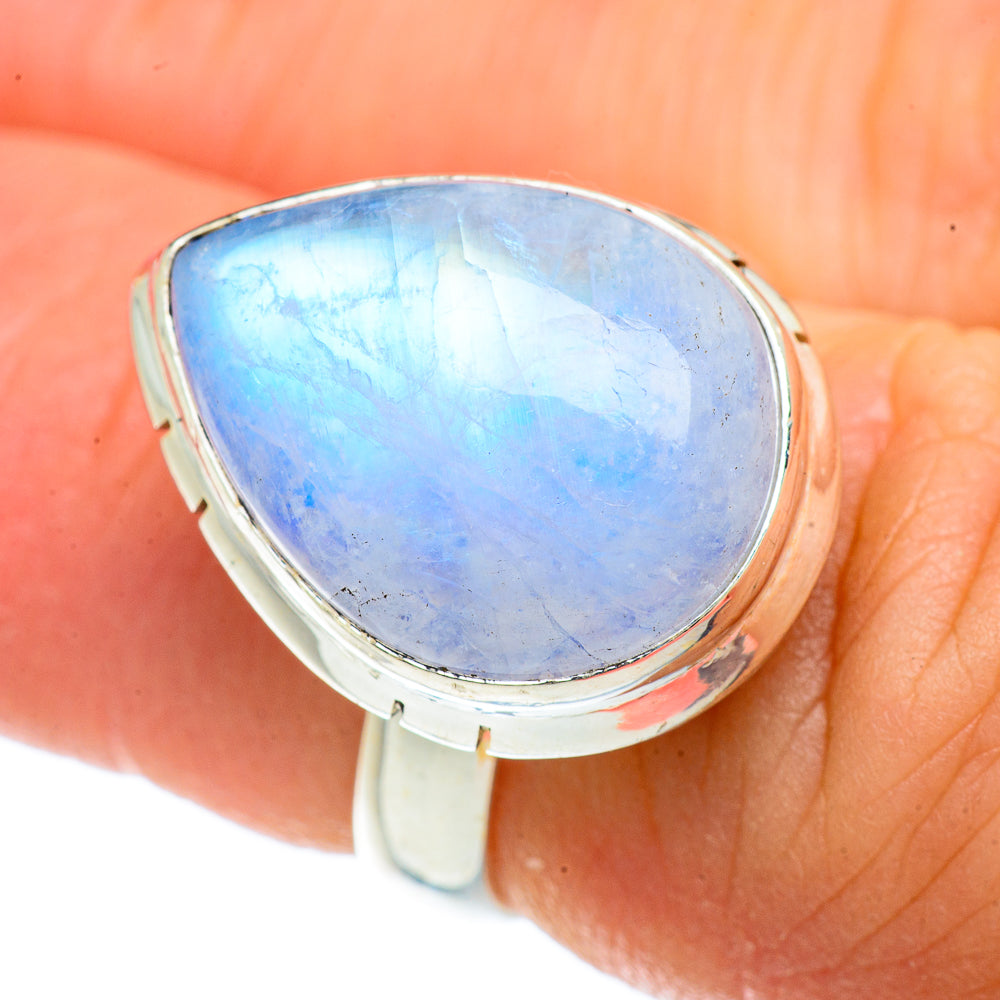 Rainbow Moonstone Rings handcrafted by Ana Silver Co - RING42267