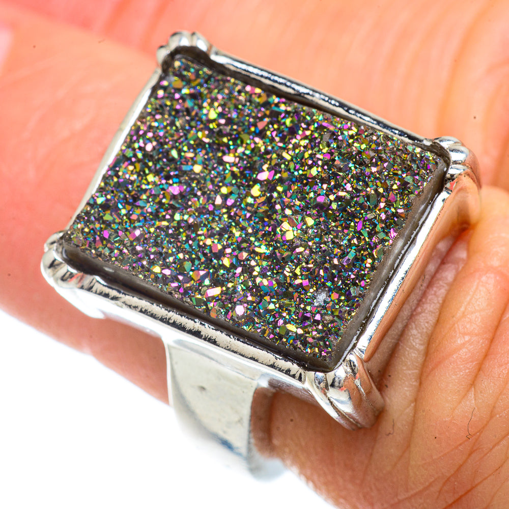 Titanium Druzy Rings handcrafted by Ana Silver Co - RING42302