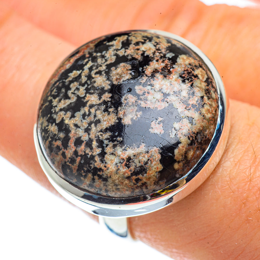 Snowflake Obsidian Rings handcrafted by Ana Silver Co - RING42927