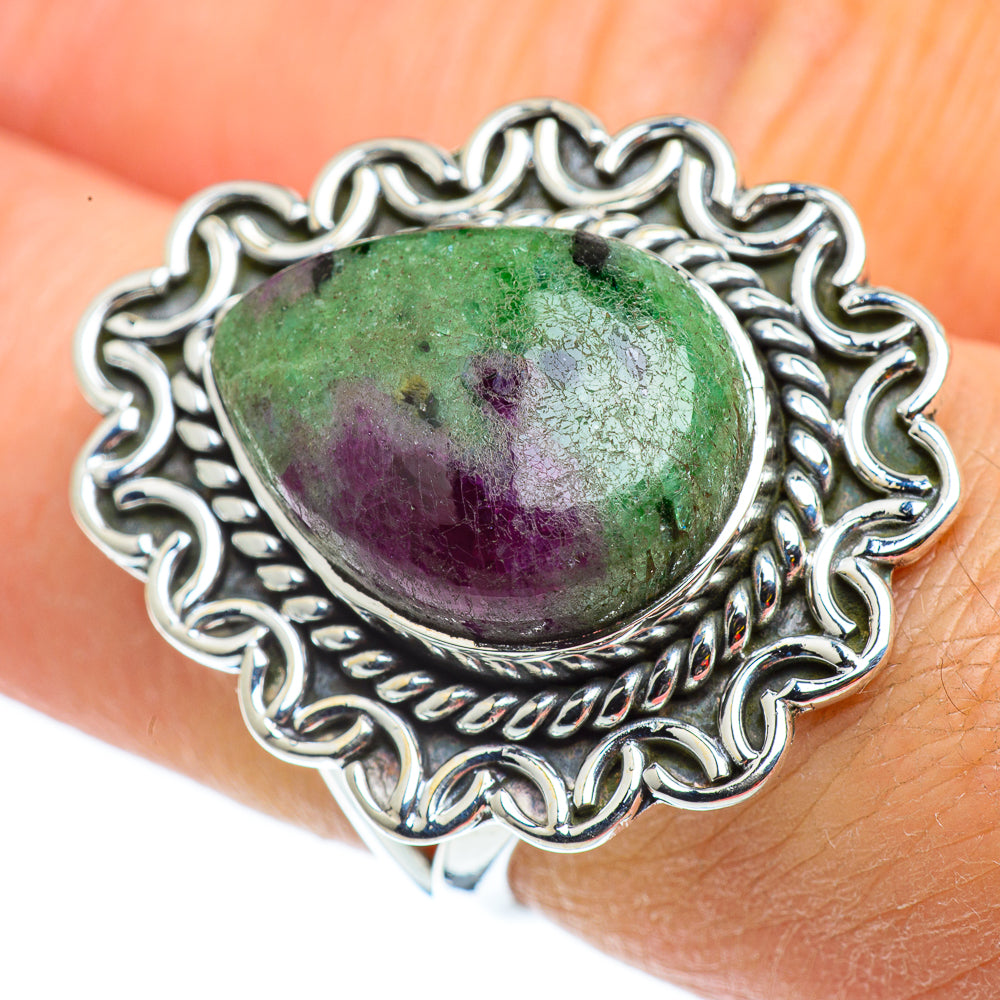 Ruby Zoisite Rings handcrafted by Ana Silver Co - RING43123