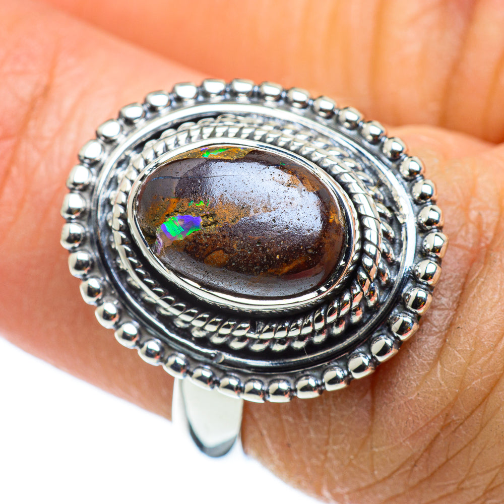 Boulder Opal Rings handcrafted by Ana Silver Co - RING43169