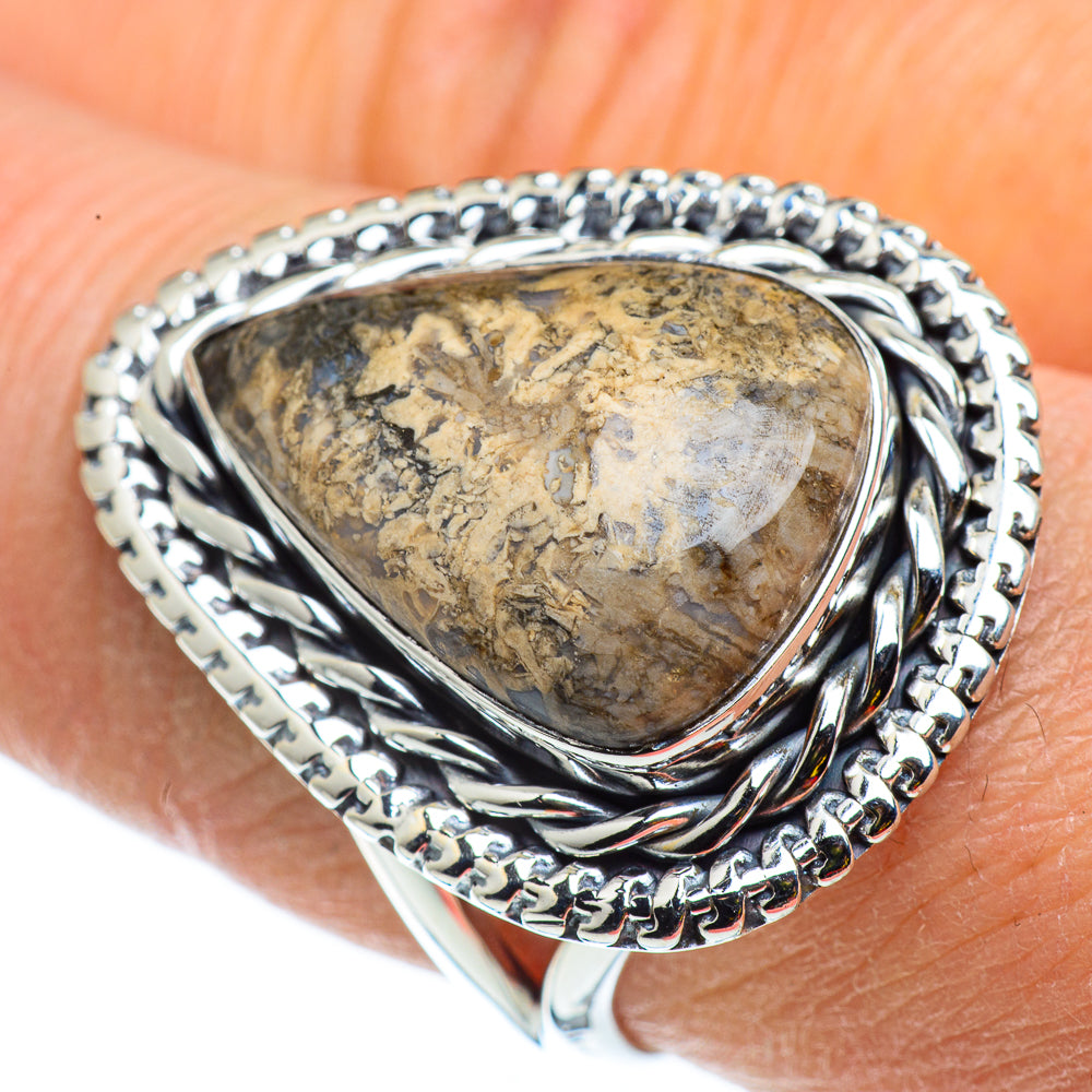 Fossil Coral Rings handcrafted by Ana Silver Co - RING43281