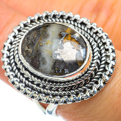 Pyrite Agate Rings handcrafted by Ana Silver Co - RING43506
