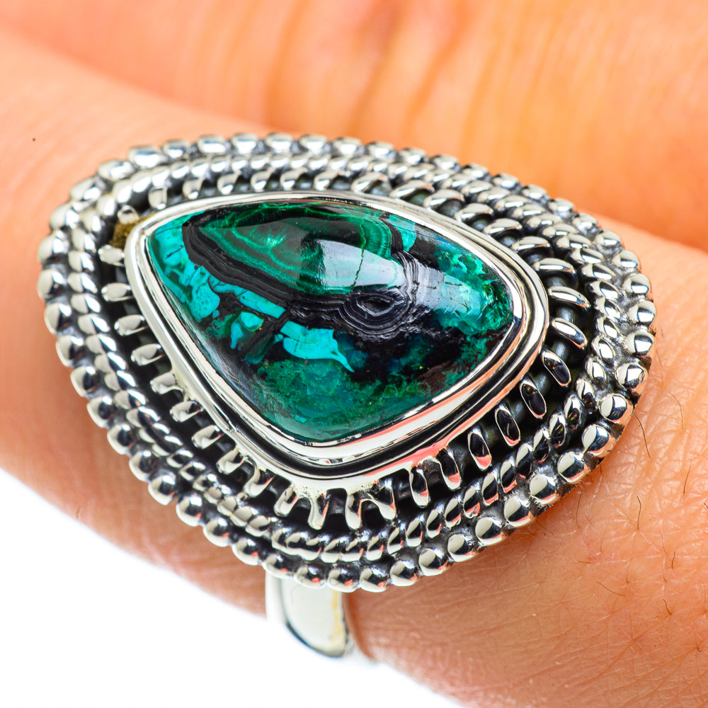 Malachite In Chrysocolla Rings handcrafted by Ana Silver Co - RING43554