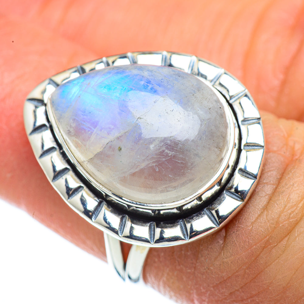 Rainbow Moonstone Rings handcrafted by Ana Silver Co - RING43682
