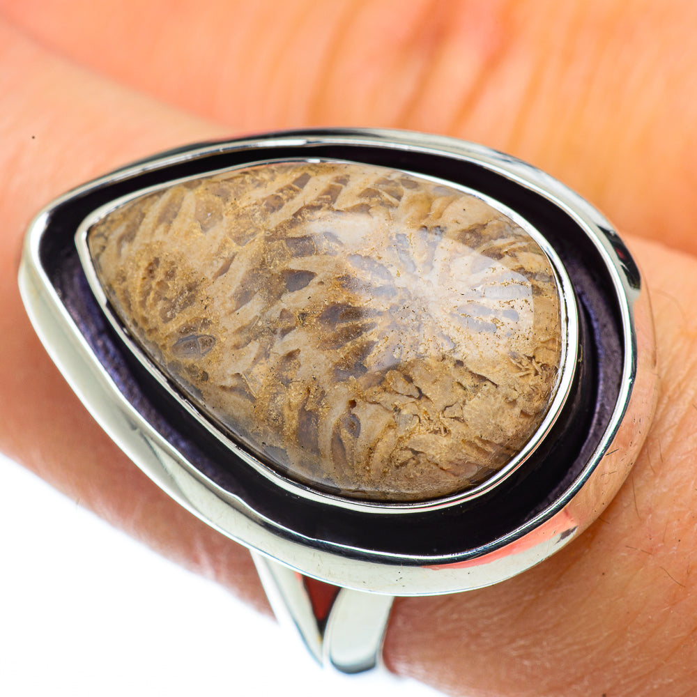 Fossil Coral Rings handcrafted by Ana Silver Co - RING43720