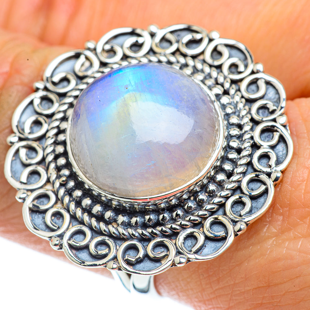 Rainbow Moonstone Rings handcrafted by Ana Silver Co - RING43868