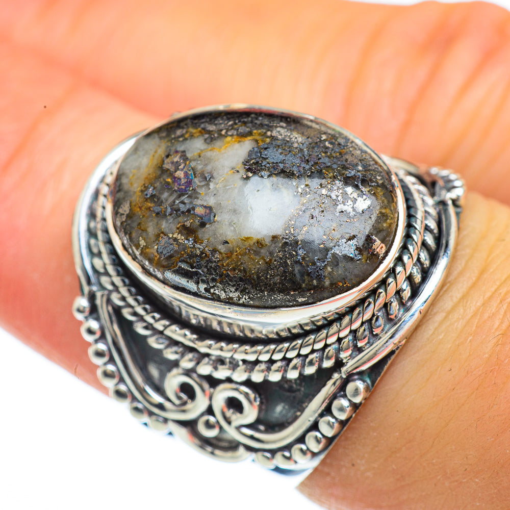 Pyrite Agate Rings handcrafted by Ana Silver Co - RING43982