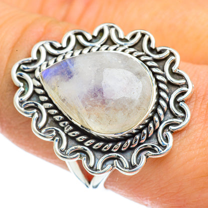 Rainbow Moonstone Rings handcrafted by Ana Silver Co - RING43986
