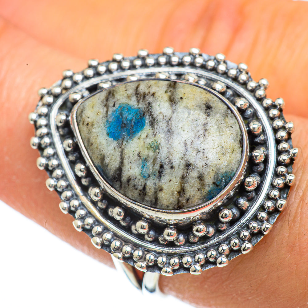 K2 Blue Azurite Rings handcrafted by Ana Silver Co - RING44031