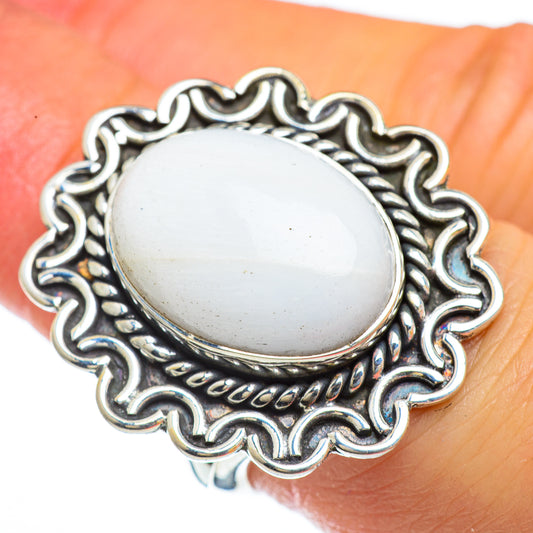 White Scolecite Rings handcrafted by Ana Silver Co - RING44087